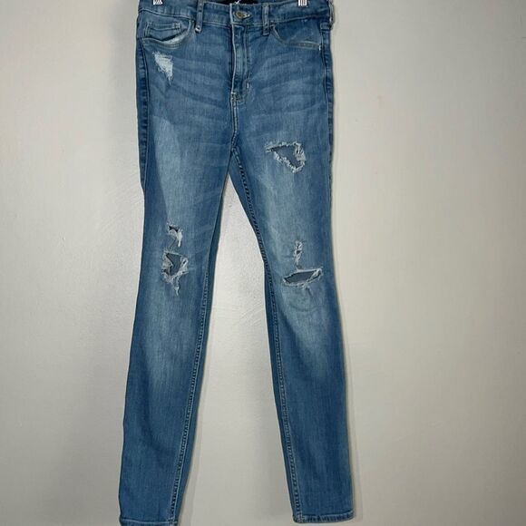 Hollister high rise super skinny distressed denim jeans size 28 x 28 - Picture 2 of 7